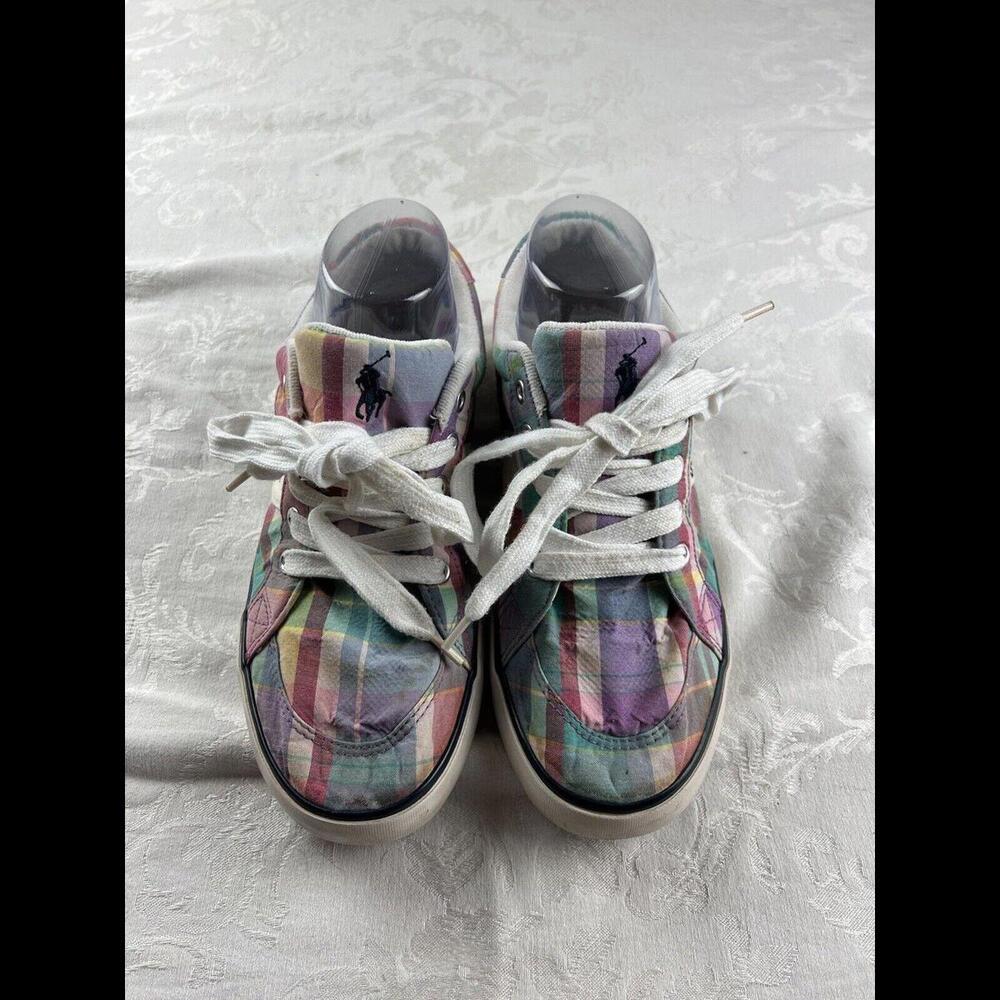 Polo Ralph Lauren Shoes Women’s 6 Plaid Sneakers Tie Boat Shoes Summer Low Top